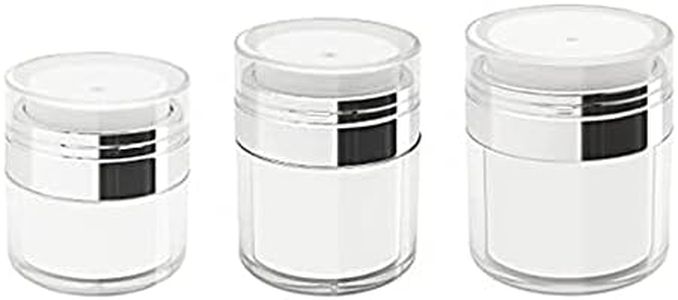 Airless Pump Jars,3Pcs Airless Travel Lotion Jar,Refillable Air Pump Jars Bottle,Empty Airless Cosmetic Container,Empty Acrylic Makeup Cosmetic Jar Containers,Refillable Airless Travel Lotion Jar