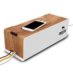 DMoose Cable Management Box - Wooden Style Cord Organizer Box to Hide Power Strips, Surge Protectors & Cords. Cable Organizer box- ABS Material 15.7" (L) x 6.1" (W) 5.3" (H) – Extra Large (Curved Top)