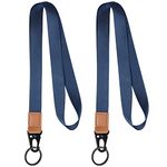 Vicloon Lanyard Neck Strap, 2pcs Badge Lanyards, Neck Leather Lanyard Polyester Neck Strap with Olecranon Buckle Detachable Lanyards for ID Badge Holder Keys Phone (Dark Blue)