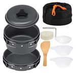 Zorbes 8Pcs Camping Cooking Set with Cookware Bowl Pot Pan, Aluminium Camping Cooking Utensils with Portable Bag for Outdoor Camping, Lightweight Camping Accessories