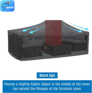 SIRUITON Garden Furniture Cover 250x250x90cm – Waterproof 420D Oxford, Heavy Duty, Black