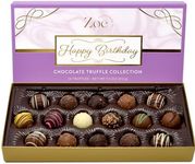 CRAVINGS BY ZOE Happy Birthday Chocolate Truffles Gift Box | 16 Count | Assorted Gourmet Milk & Dark Chocolate Candy Food Gift Basket | Birthday Gifts for Women & Men Mom Dad Kid Him Her Adult Family
