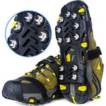 SHEEFLY Ice Grips for Shoes and Boots,Upgraded Non Slip Gripper Spikes Ice Traction Cleat,Ice & Snow Grips Crampons with 12 Steel Studs for Women Men Perfect for Ice Fishing Hiking Walking Climbing