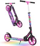 BELEEV V9 Scooters for Kids Ages 6+ with Light-Up Stem & Deck, 2 Wheel Scooter for Adults Teens, Big Wheel Scooter for Boys and Girls, 4 Adjustable Height, Max Load 220 lbs(Galaxy Purple)