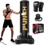 Freestanding Inflatable Punching Bag for Adults, Standing Punching Bag with Boxing Gloves, Men Women Heavy Duty Stand Kickboxing Boxing Set for Martial Arts MMA Home Gym Exercise Training Equipment