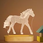 Gifts for Horse Lovers,3D Illusion Optical Horse Night Light,LED Warm White Desk Table Lamp for Kids Girls Bedroom Decor