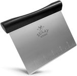 Zulay Premium Multi-purpose Stainless Steel Bench Scraper & Chopper, Easy to Read Etched Markings for Perfect Cuts, Quick & Easy Multi-use Dough Scraper, Dough Cutter & Pastry Scraper (Black)