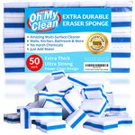 (50 Pack) Extra Durable Eraser Sponge - Extra Thick, Long Lasting, Premium Melamine Sponges in Bulk - Multi-Purpose Power Scrubber - Bathroom, Kitchen, Floor, Bathtub, Toilet, Baseboard, Wall Cleaner