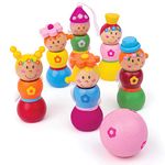 Bigjigs Toys Mini Wooden Fairy Skittles Set with 6 Skittles and 1 Bowling Ball