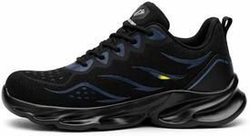 FLEXFORGE Men's Steel Toe Work Shoes Lightweight Breathable Non-Slip Safety Sneakers Puncture Resistant Midsole, Black (Adult, Men, 12, Digital, US Shoe System, Medium (Medium))