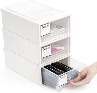ZENFUN 3 Pack Drawer Plastic Stackable Storage Drawer Bins, Small Drawer-type Desk Organizer Boxes, Translucent Small Plastic Chest of Drawers, Plastic Stackable Drawers for Home, Office, Desktop