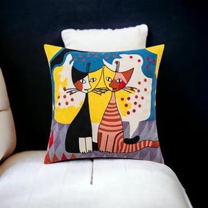 Marco Furniture Cushion Covers 18 x 18 Inch - Handmade Throw Pillow Covers For Sofa Couch & Living Room, Embroidery Cotton Linen Picasso Design Decorative Pillows Cases For Home Decor (Size : 45x45cm)