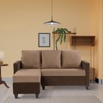 COUCH CULTURE Saya RHS Sectional Sofa for Living Room |4 Person Sofa| Premium Fabric with Cushioned Armrest | 12 Months Warranty| Solid Wood Frame| 4 Seater in Saya Duo Brown Color DIY(Do-It-Yourself)