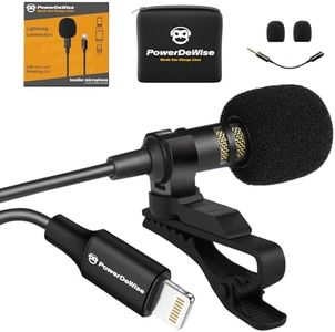 PowerDeWise Micrófono de solapa profesional con cable para iPhone, iPad, micrófono de grabación de condensador omnidireccional para video, podcast, vlog, YouTube
