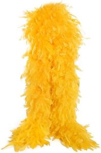 THARAHT Golden Yellow Chandelle Turkey Feather Boa 2 Yards 100g for DIY Craft Home Dancing Wedding Party Halloween Costume Decoration Feather Boa