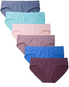 Kalon 6 Pack Women's Hipster Brief Nylon Spandex Underwear (3X-Large, Light Vintage)