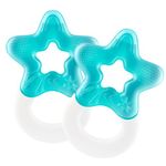 Dentistar Cool Teething Star Pack of 2, Teething Baby Toy for Infants Aged 3+ Months, Soft Silicone Baby Teething Ring for Tooth and Gum Pain Relief – Turquoise