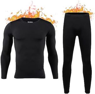 HEROBIKER Long Johns Thermal Underwear for Men Skiing Winter Warm Hunting Gear Fleece Lined Base Layer Set Top Bottom, Black, Large