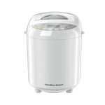 Hamilton Beach Breadmaker, Quick Bake, 19 Programmes, 3 Loaf Sizes, Gluten-Free, Whole Wheat, Jam & Pizza Dough, 15 Hour Timer, Adjustable Crust Control, Keep Warm Function, White - HB8103BMW