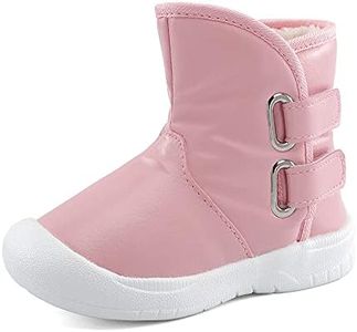 ESTAMICO Toddler Boys Girls Rubber Sole Snow Boots Waterproof Slip Resistant Winter Shoes Pink 9 Toddler