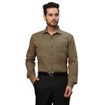 Park Avenue Men's Checks Slim Fit Shirt (PMSX17105-N6_Dark Green