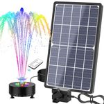 AISITIN 14W Rechargeable Solar Fountain with LED Colorful Lights, 4400mAh Battery, Remote Control & Superior Solar Glass Panels, DIY Solar Powered Water Fountain Pump for Bird Bath, Pond, Pool