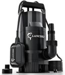 LANCHEZ 1.6HP 6000GPH Sump Pump, High Flow Submersible Water Pump with Float Switch, Automatic Transfer Water Pump for Swimming Pool Basement Flooded Pit Sewage Sink Tub, Auto
