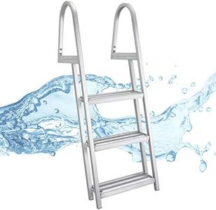 RecPro Marine Pontoon Boat Dock Heavy Duty Aluminum Removable Boarding Ladder (3-Step)