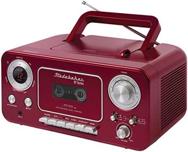 Studebaker Portable CD Player with Bluetooth, AM/FM Stereo Radio & Cassette Player/Recorder with Aux-in and AC/DC Power - Red & Silver