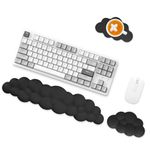 Wasarmir Cloud Keyboard Wrist Rest, Soft Memory Foam Ergonomic Keyboard Wrist Support with Mouse Wrist Rest and Cup Pad, Keyboard Stand Hand Arm Rest for Home, Office, Computer, Laptop, Gaming, Black