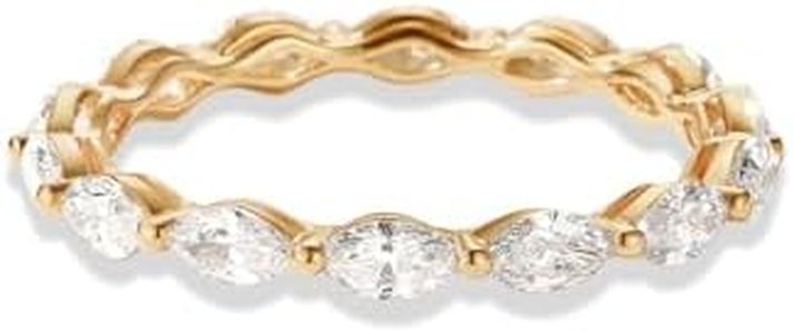 AGVANA 1.29 Ct. Tw. Lab-Grown Diamond Eternity Band Ring in 14K Solid Gold Anniversary Wedding Band Ring | Stackable Rings for Women (D-E Color, VS Clarity), Ring Size 6