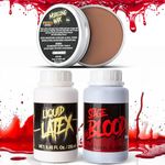 Spooktacular Creations 250ml Liquid Latex, 250ml Fake Halloween Vampire Blood, and 52ml Wax for Halloween Costume, Zombie, Vampire and Monster Makeup & Dress Up