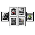 Amazon Brand - Solimo Collage Set of 6 Black Photo Frames (8 X 10 Inch - 6)