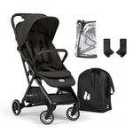 Hauck Fly N Care, Black - Cabin Approved, Ultra Compact & Light Travel Pushchair (7.5kg) with One Hand Fold, Carry Strap & Bag, Seat Liner, Car Seat Adapter, UPF 50+ Sun Canopy, from Birth