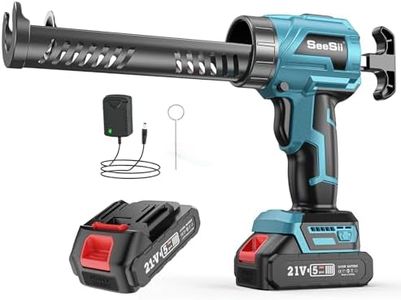 Seesii Cordless Caulking Gun, 21V Battery Powered Caulk Gun, Electric Caulking Gun w/1 Battery, 4 Speeds, 10oz/300ml No Drip Caulking Gun for Filling, Sealing