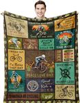 JUCIPAY Bike Gifts, Gift for Bicycle Enthusiasts, Mountain Biking Gifts, Bike Gifts for Men, Gifts for Bike Rider, Bike Themed Gifts, Bike Decorations, Gifts for Cyclist, Cycling Gifts Blanket 60”x50”