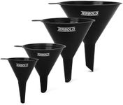 Terbold 4pc Funnel Nesting Set in BPA Free Plastic for Kitchen Cooking, Car Oil, Home, or Lab Use (Black)