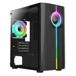 CiT Quake Micro-ATX PC Gaming Case M/ATX with Tempered Glass Side Panel with 1 Infinity Front LED Strip & 1 Rear Infinity ARGB Fan Included | Black