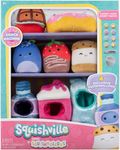 Squishville by Original Squishmallows Snack Machine Accessory Pack - Four 2-inch Squishmallows Plush Including Bluby, Kaoko, Scarlett, and Paulton and Four Plush Costumes - Toys for Kids