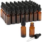 Juvale 48 Count 1 oz Amber Glass Dropper Bottles and 6 Funnels for Essential Oils and Perfumes (30 ml, 54 Pieces)