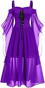 Vintage Pirate Halloween Dress - Fit & Flare Long Sleeve Renaissance Corset Style 1800s Viking Outfit Inspired