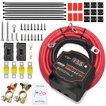 5M 12V 140 Amp Split Charge Relay Kit, VSR Smart Dual Battery Isolator Battery Automatic Disconnect Switch, Voltage Sensitive Relay Kit with LED Screen Display for Campervan SUV ATV RV Boat Vehicles