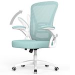 rattantree Office Chair, Mid Back Ergonomic Desk Chair with Flip-up Armrest, Computer Swivel Chair with Back Support, Adjustable Conference Executive Manager Chair for Home/Office Use-Green