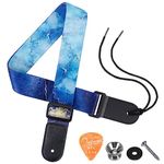 Ukulele Strap - BestSounds Uke Shoulder Straps with Leather Ends for Soprano Concert Tenor and Baritone Ukuleles (Blue Ocean)