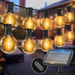 Woolmug 119.7FT Solar Festoon Lights Outdoor, 50+3 G40 LED Solar Powered Garden String Light Shatterproof Bulbs, Waterproof 5 Modes Hanging Patio Lighting for Outside Pergola Yard Party Gazebo