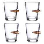 Shot Glass with Real .308 Bullet - 2oz - Made with Lead Free Glass & Precision, Gift for Father's Day Party Glasses Set of 4 for Whisky, Rum, Vodka, Tequila