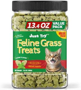 Just Try Cat Treats for Indoor Cats Hairball Control Natural Salmon Healthy Cat Grass Treats Kitten Snacks Training Biscuits Catnip for Cats Dental Care 13.4 OZ