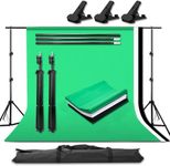 YISITONG Studio Photo Portable Backdrop Stand Kit - 6.5 x 6.5 ft Stand + 3 x 10ft(L) x 6ft(W) Photography Backgrounds (Green/Black/White) + 3 Backdrop Clamps + Carry Bag