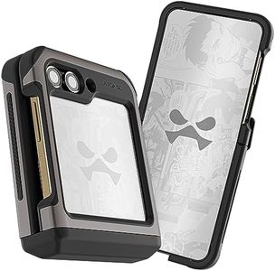 Ghostek Atomic Slim Samsung Z Flip 5 Case - Leather Back with Aluminum Metal Bumper, Shockproof & Dual Layer Protective Phone Case, Limited Edition Color for 2023 Galaxy Z Flip 5 Case (6.7")(Gunmetal)