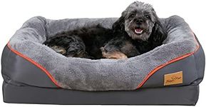 Large Memory Foam Dog Bed: Orthopedic Waterproof Pet Sofa Beds Washable - Bolster Puppy Cushion Mat with Pillow and Removable Cover for Medium Dogs L(83x57cm)